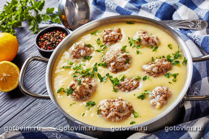 ��������� - ��������� ��� � ������������� � ����� (Youvarlakia/Giouvarlakia soup)
