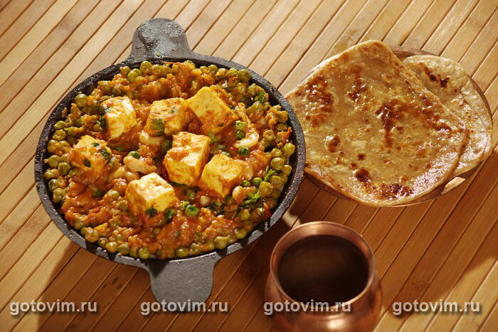 ������ ����� - ��������� ��� ����� � ������� �������� � ������ ����� (Mattar paneer)