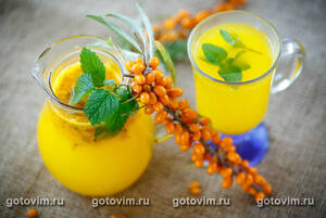 Сок облепиховый с медом и мятой