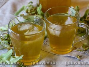 Холодный зеленый чай с липой и медом