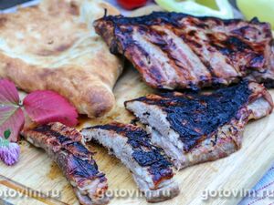Свиные ребрышки гриль под маринадом с медом и пивом