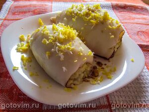 Фаршированные рисом и яйцом кальмары в духовке