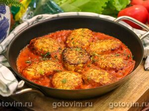 Рыбные котлеты в томатном соусе с вином