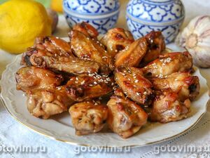 Куриные крылышки в глазури из лимона с имбирем