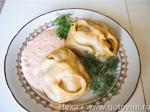 Манты с тыквенно-мясной начинкой