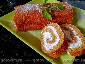 Морковный рулет со сливочным кремом