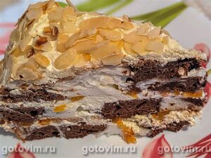 Мраморный торт с кремом из маскарпоне с йогуртом