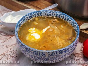 Щи из кислой капусты (без картошки, но с мукой)