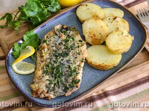 Скумбрия, жаренная в мультиварке в панировке с чесноком, петрушкой и лимоном